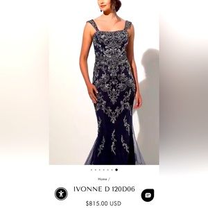 GORGEOUS Navy/Silver beaded gown Size 16